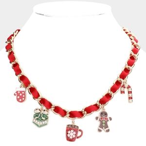 "Festive Christmas Gift Set: Snowflake Mug, Gingerbread Man & Candy Cane Necklac